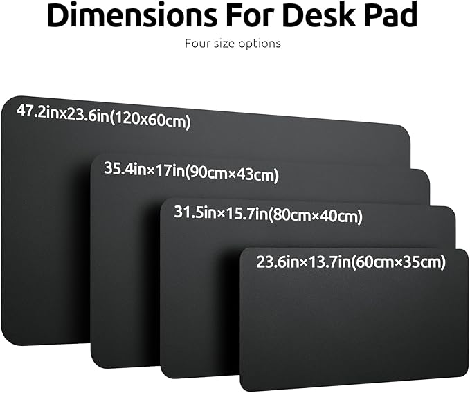 YSAGi Leather Desk Protector, Office Mat, Large Mouse Mat, Non-Slip PU Leather Blotter, Laptop Desk Pad, Waterproof Writing Pad for Office and Home (Black, 47.2" x 23.6")