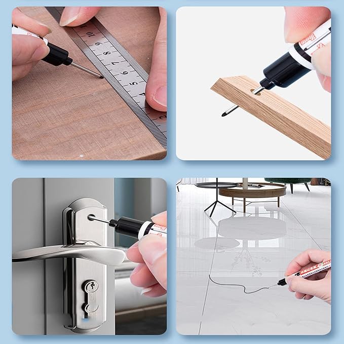 8pcs Waterproof Deep Reach Markers, Long Nose Marker in 2mm Felt Tip, 30mm Reach Permanent Markers and Marker Pens, Deep Hole Marker Carpenter Ink Marker for Carpenters Builders Construction.