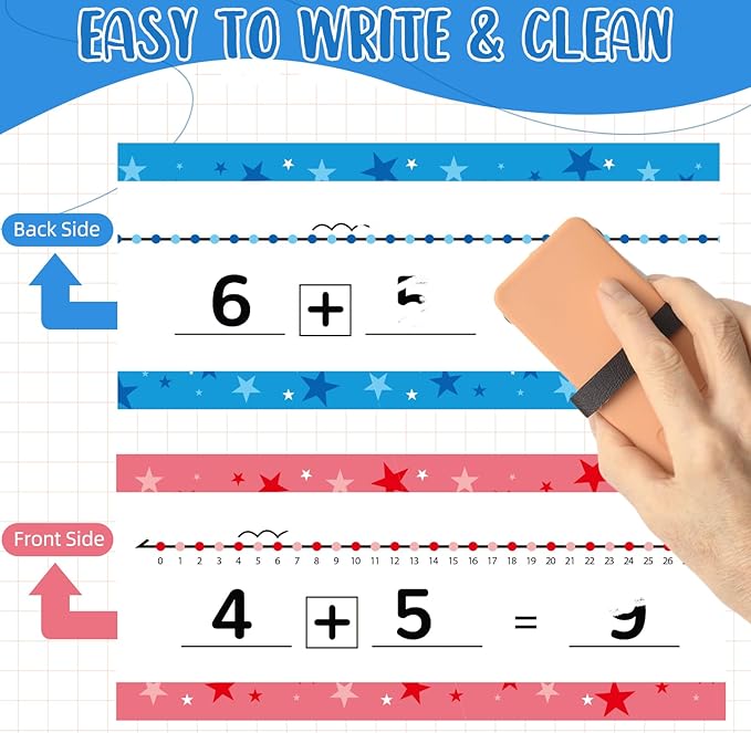 0-120 Dry Erase Number Line Board Double Sided Writable and Erasable Card Featuring 0-120 Number Line On One Side and Blank Line On The Other for Kids Students Math Manipulatives (4.72” x3.74ft)