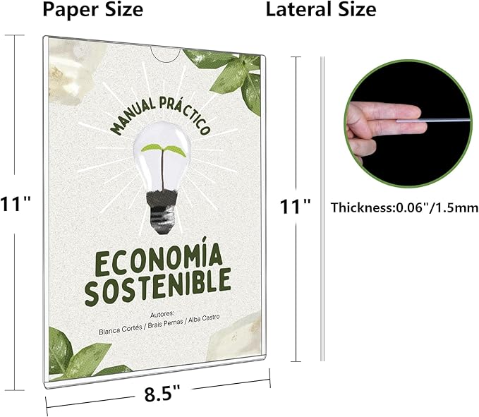 20 Pcs Wall Sign Holder 8.5"x11" Magnetic Sign Holder, Rigid Print Protectors with Adhesive & Magnetic Tapes, Wall Mount Plastic Paper Holder for Office Store Home Window Display (Clear)