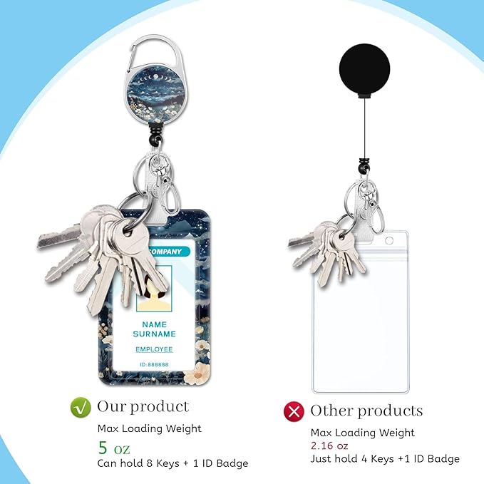 Lanyards for Id Badges, Moon Lunar Eclipse Badge Holder with Retractable Reel Clip, Cute Work Name Tags Keychain Lanyard ID Card Protector Cover for Women Teacher Nurse Nursing Doctor Office