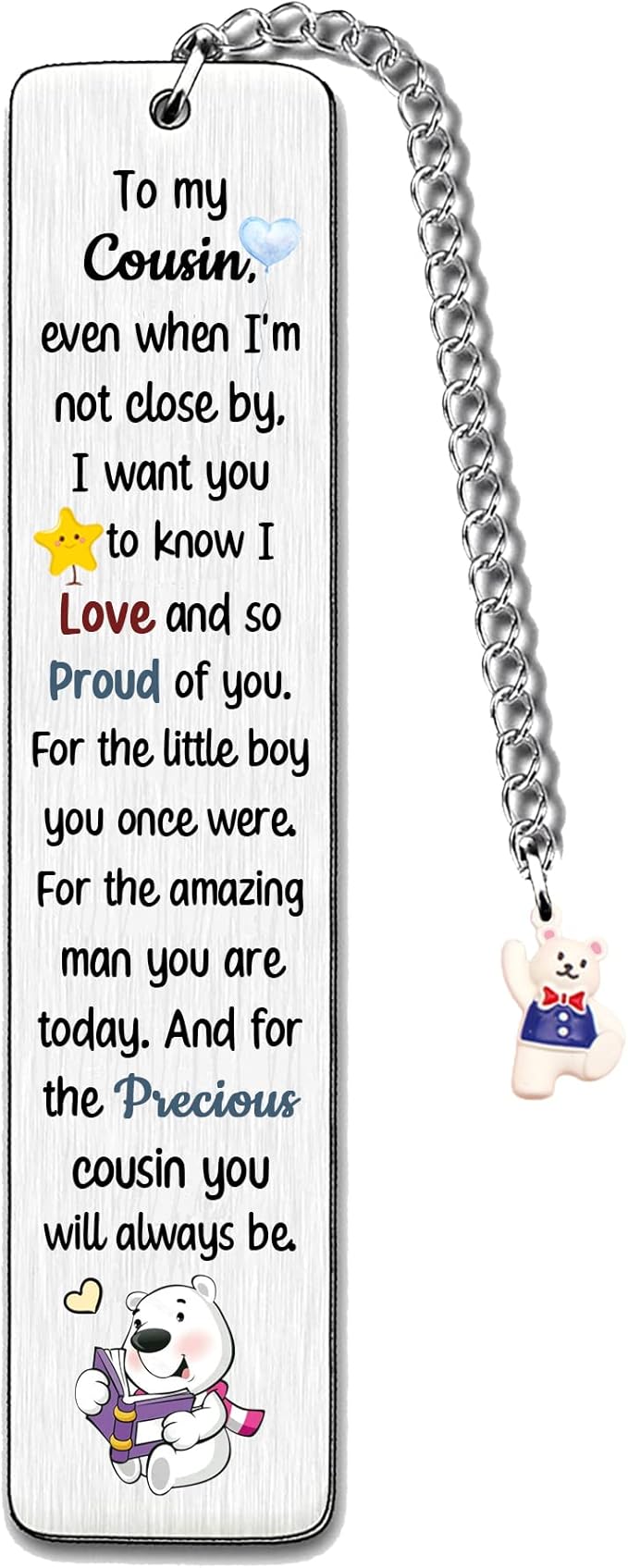 Cousin Bookmarks Birthday Gift Man Christmas Encouragement Bookmark Teens Graduation Distance Farewell Back to School Present Appreciate Reminder Go to University Love Proud You Keepsakes Cute Bear