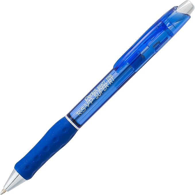 Pentel RSVP Super RT Ballpoint Pen, (0.7mm) Fine Line, Blue Ink, 2-Pk - BX477BP2C