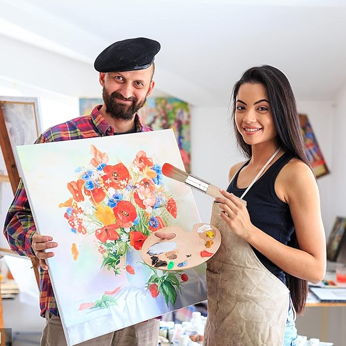 Wooden Stencil Brush (Set of 3), Natural Bristle Brushes Perfect for Acrylic Painting, Oil Painting, Watercolor Painting, Stencil Project, Card Making and DIY Art Crafts