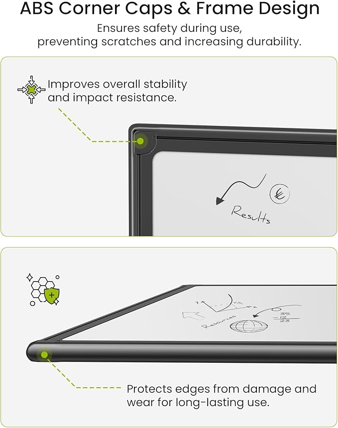 VUSIGN Magnetic White Board Dry Erase 36" x 24" with 1 Dry-Erase Eraser, 2 Multicolor Marker, 4 Magnetic Pins, Black Reinforced Aluminum Frame for Office, Home, School