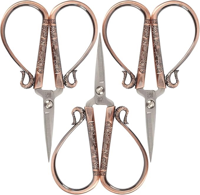 JubileeYarn Classic Chinese Small Embroidery Craft Scissors - Copper - 3 Scissors