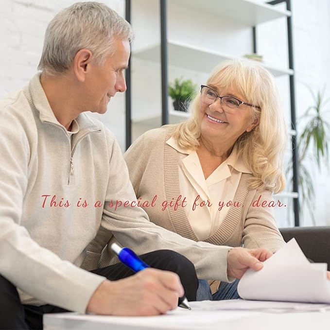 14pcs Big Fat Pens Aids Writing For Tremor, Arthritis, Parkinson, Handicap, Carpal Tunnel Large Wide Grip Pens (2 Pens + 6 Black Refills + 6 Blue Refills)