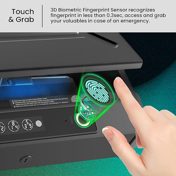 Lockly Smart Safe – Biometric Gun Safe for Handgun, Pistol Safe Fingerprint, PIN Genie® Keypad, App Control & Instant Alerts for enhanced Home and Business Security