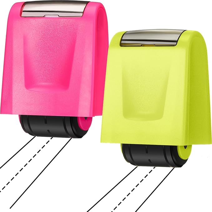 Sherr 2 Handwriting Line Stamp Roller Dashed Handwriting Lines Practice Roller Stamp for Kids, Teachers Kindergarten Education Classroom Back to School Need(2.72 x 2.44 x 1.65 Inch,Green, Pink)