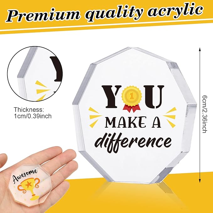 Janmercy 24 Pcs Appreciation Acrylic Award Trophies 6 Styles Employee Appreciation Gifts Bulk Plaques Personalized Engraved Fun Clear Cna Thank You Gift for Adults Office Party Decoration(Medal)