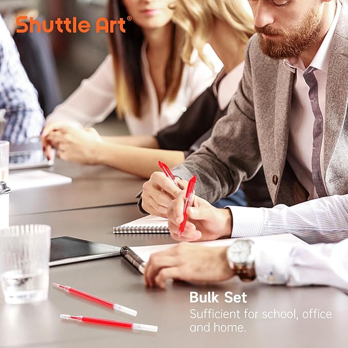 Retractable Gel Pen Refills, Shuttle Art 30 Pack Red Rollerball Gel Ink Pens Refills, Bulk Set, 0.7mm Fine Point for Writing Journaling Taking Notes School Office Home