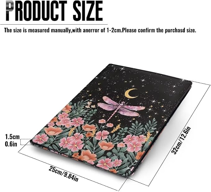 Cozeyat File Folders Letter Size Aesthetic Dragonfly and Floral Print Leather Conference Folder for Business Office Work, Portfolio Binder Organizer for Women