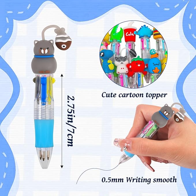CZWZ 50Pcs Mini Multicolor Pens in One 4-in-1 Cute Pens Bulk for Kids, Ballpoint Pen for Birthdays and Children's Parties, Fun Pens Gifts Assorted Ink Kawaii Pens