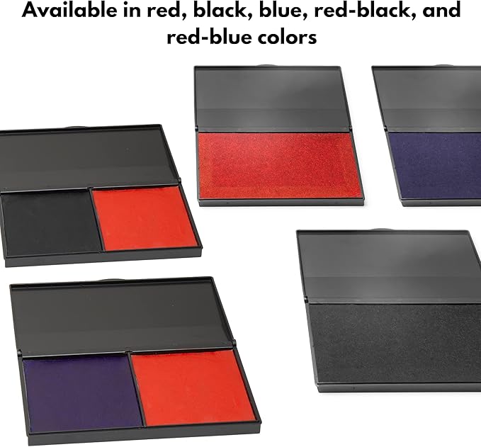 Ink Pad for Rubber Stamps, Stamp Pad for Clear Impression Stamping, Quality Felt Pad Black Ink, Red Ink, Blue Ink L (3.5 * 6.3) (Red & Blue)
