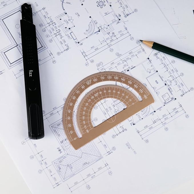 5 Pcs Metal Geometry Set, Math Drafting Ruler Kit- Aluminum Triangle Rulers, Protractor, 8 Inch and 6 Inch Drawing Ruler, Measuring Tool for School and Office (Metric and Inch, Gold)
