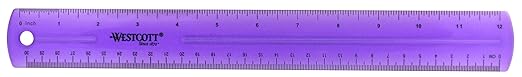 Westcott 16024 Jeweltone Plastic Ruler, 12-Inch, Purple