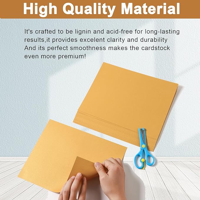 120 Sheets Shimmer Gold Cardstock 8.5 x 11 Metallic Paper, 250gsm/92lb Thick Paper Card Stock for Birthday Decorations, DIY Cards Making, Greeting Cards, Wedding Invitations, School Crafting