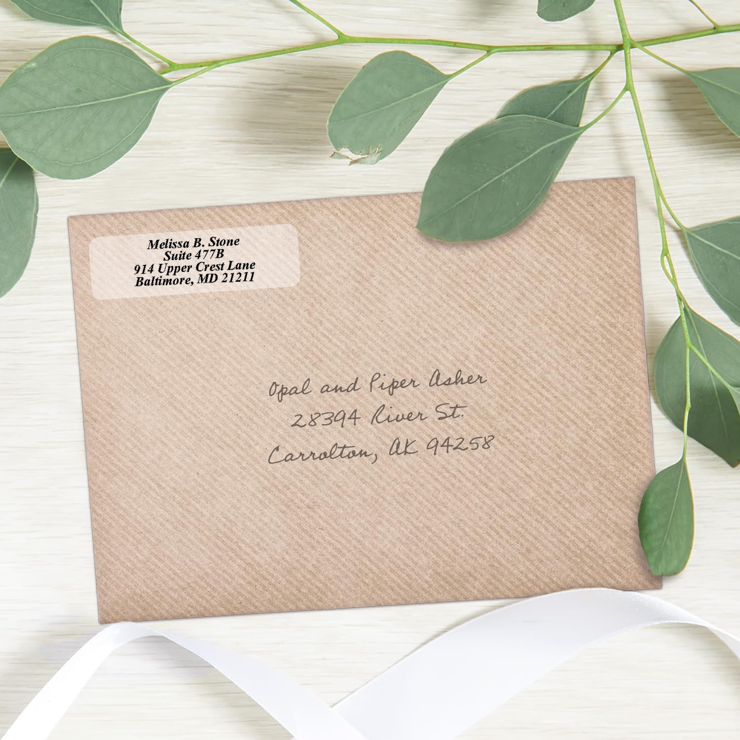 Clear Personalized Return Address Labels with Elegant Dispenser - Roll of 500 Custom See Through Transparent Stickers