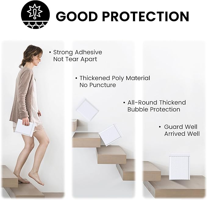 Fuxury Bubble Mailer, 6x10 Inch Bubble Mailers 50 Pack, Self-Seal Adhesive Padded Envelopes, Water Resistant Mailers, Shipping Envelopes for Packaging, Small Business, Mailing,Bulk White#0