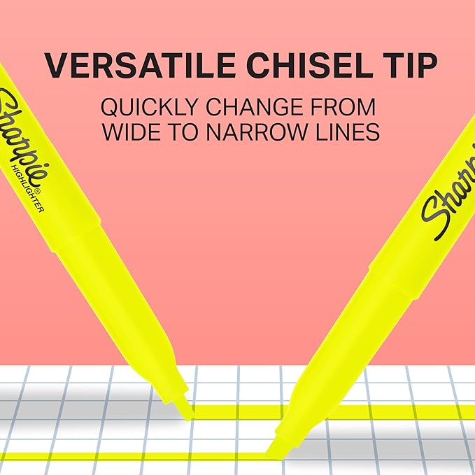 Sharpie Pocket Highlighters, Chisel Tip, Fluorescent Yellow, 36-Count Set for Office Supplies, School Supplies, Bible Study, and Home Office Essentials