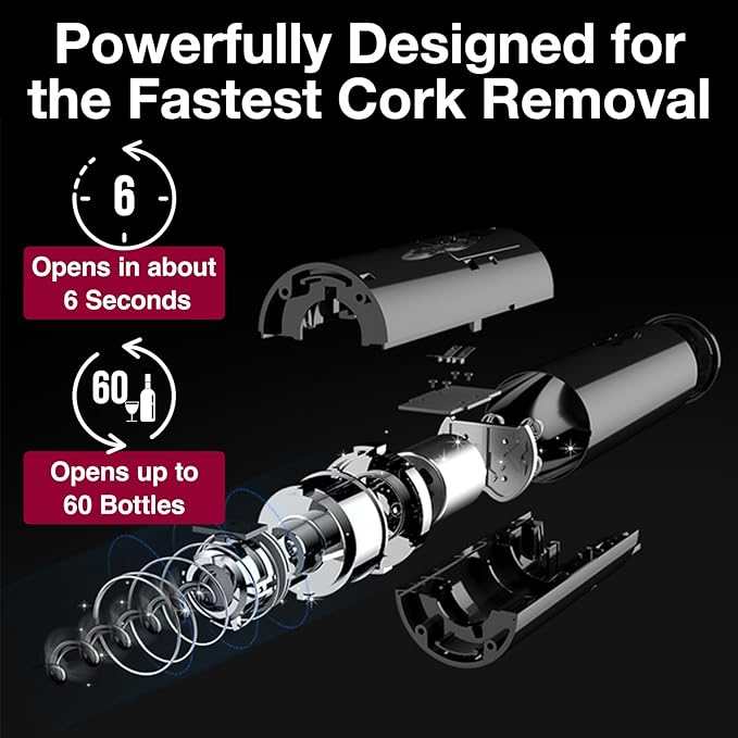 Electric Wine Opener, Battery Operated Corkscrew, Easy One-Button Operation for Effortless Cork Removal, Ideal Wine Accessory for Parties, Best Choice for Wine Lovers (Black KB1)