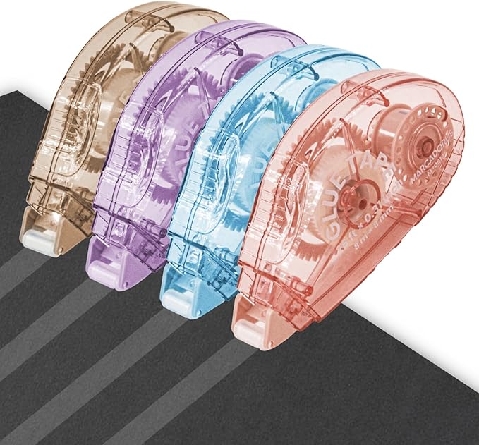 Glue Tape for Scrapbooking, Pack of 4 Scrapbook Tape, Double Sided Tape Roller for Crafts, 26 Ft x 0.31 in Tape Runner, Craft Supplies for Scrapbooking, Gift Wrapping and Photo Tape.