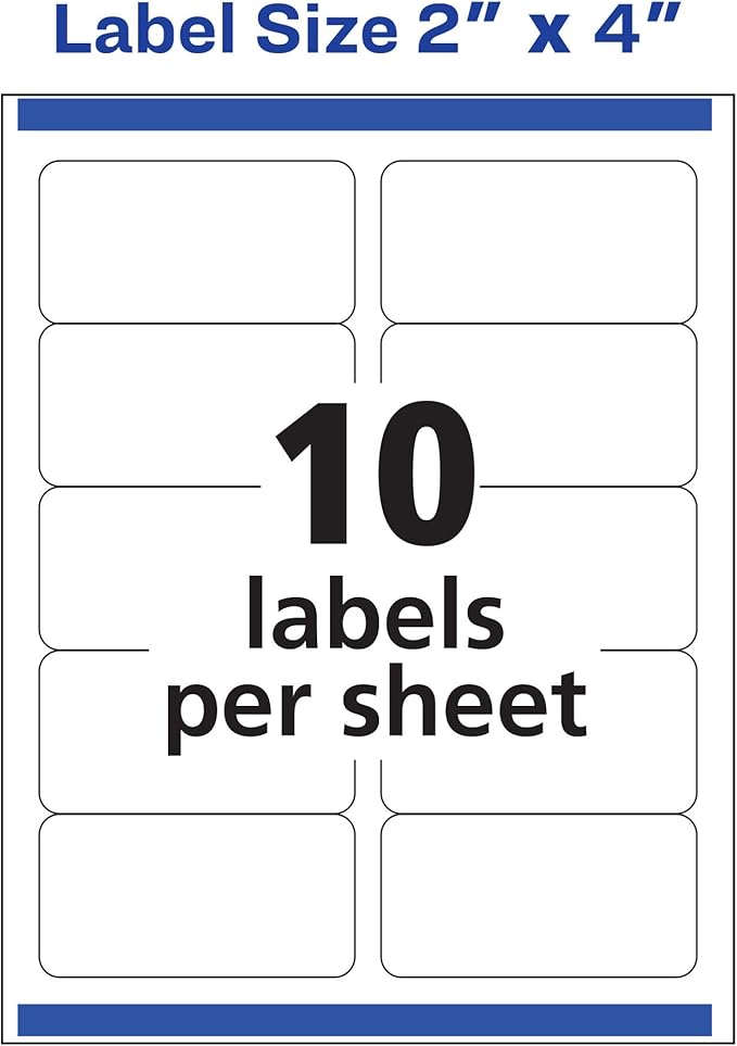 Avery Printable Shipping Labels with Sure Feed, 2" x 4", Glossy Crystal Clear, 100 Blank Mailing Labels (6522)