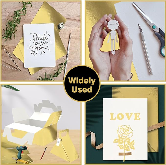 Gold Shimmer Metallic Cardstock Paper - 8.5" x 11" Metallic Paper Square, Golden Foil Mirror Board for Scrapbook, Card Making, Weddings & Birthdays Invitations (20 Sheets Pack, 250gsm)