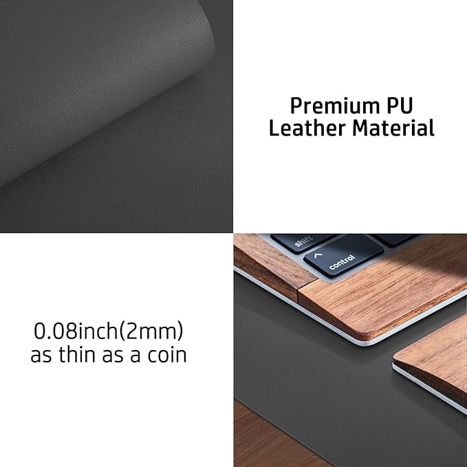 Aothia Leather Desk Pad Protector, Mouse Pad, Office Desk Mat, Non-Slip PU Leather Desk Blotter, Laptop Desk Pad, Waterproof Desk Writing Pad for Office and Home (Gray,23.6" x 13.7")