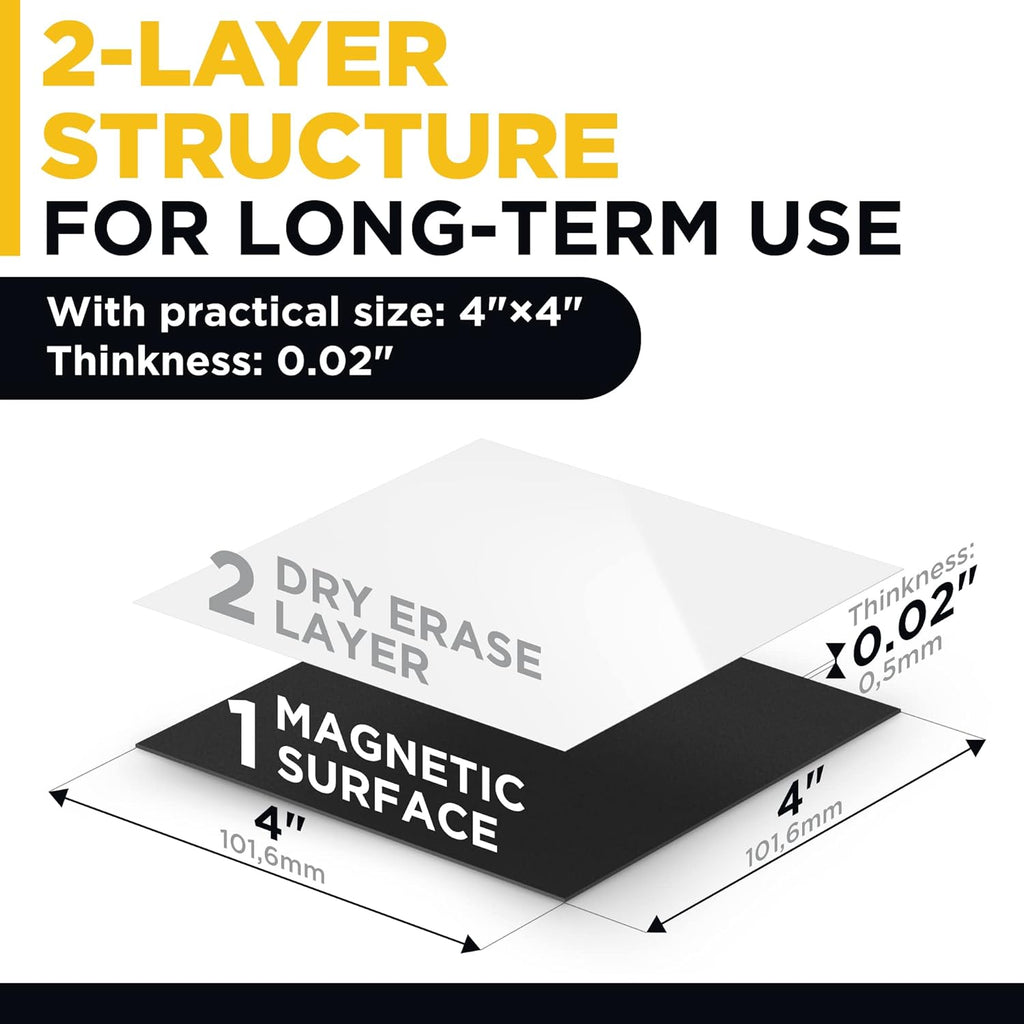 Dry Erase Magnetic Labels - Reusable Sticky Notes - Magnetic Notepads for Refrigerator - Dry Erase Magnetic Sheets - Blank Magnet Stickers to Write On - Magnets for Whiteboard Classroom Fridge