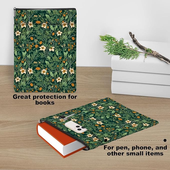 Botanical Book Sleeve, Classic Flower Book Covers for Paperbacks, Floral Book Pouch Book Protector, Book Lovers Gifts for Women Girls Sister, Book Accessories Book Club Gifts Christmas Birthday Gifts
