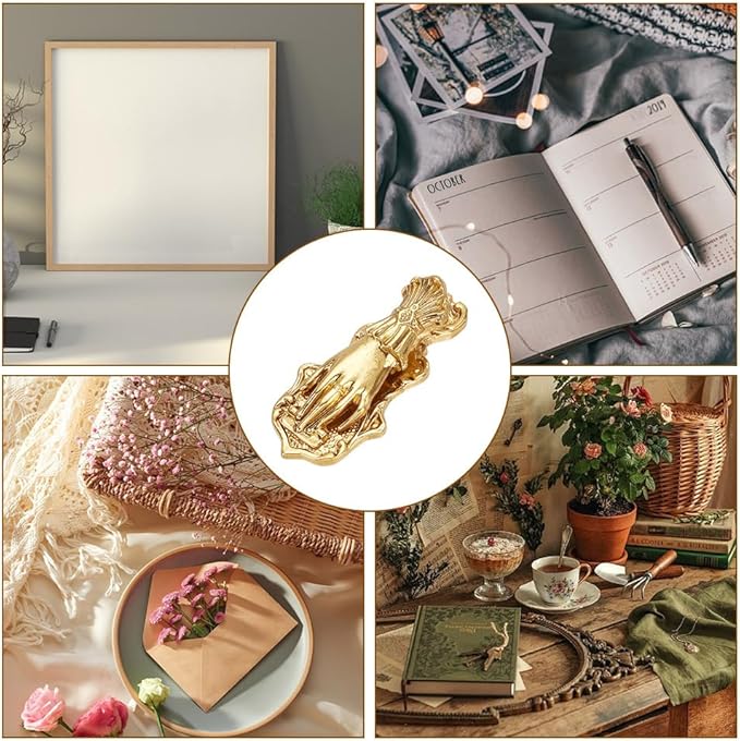 Lady's Hand Shaped Book Clip Vintage Gold Metal Bookholder Paper Page Holder Clip 3D Bookmarks Junk Journal Clip Traveler Scrapbook Kit Document Clip Stationery for Students Workbook