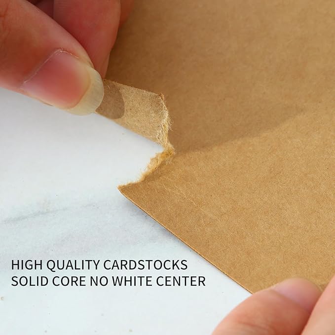 50 Pack 5x7 Kraft Cardstock Paper, Thick Index Card for Printer, 92lb/250GSM Heavyweight Blank Card, Postcards, Wedding Invitation, DIY Crafting, Greeting Card Making