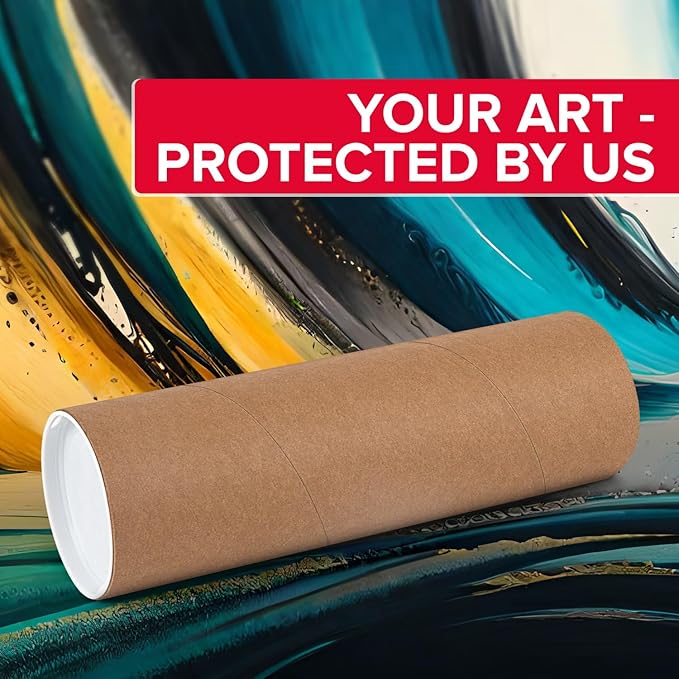 4" x 12" Reinforced Kraft Paper Mailing Tubes, Pack of 6 Tubes with 2 Caps Each – USPS Approved Poster Tube – Made in USA Cardboard Tube for Shipping and Storing Posters, Prints, Artwork, or Documents
