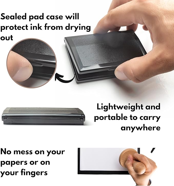 Ink Pad for Rubber Stamps, Stamp Pad for Clear Impression Stamping, Quality Felt Pad Black Ink, Red Ink, Blue Ink (Black, S (2 * 3.5))