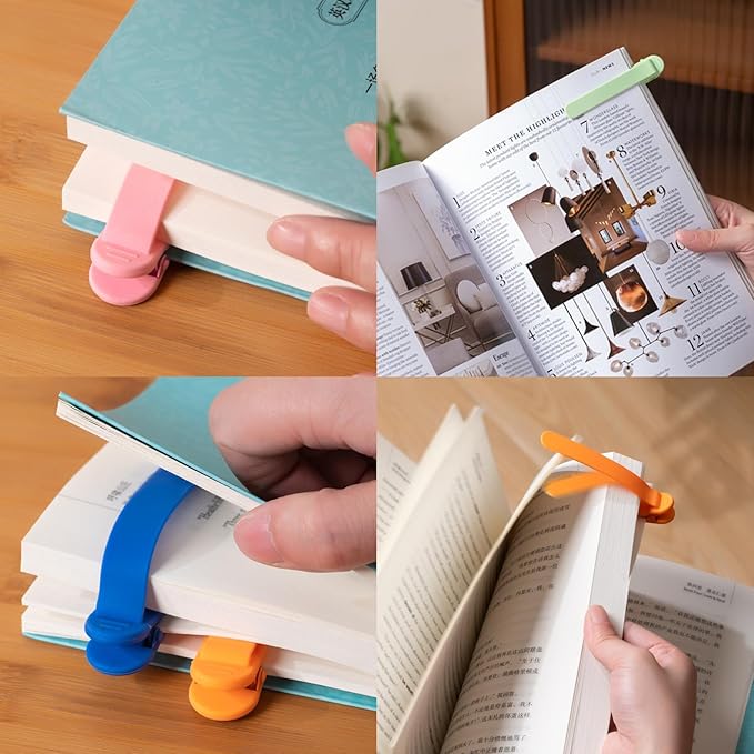 Automatic Bookmark, Silicone Smart Book Marks for Reading Women, Men, Kids, Book Markers Clip Reading Accessories Gifts for Book Lovers (1 Green+1 Pink+1 Orange)