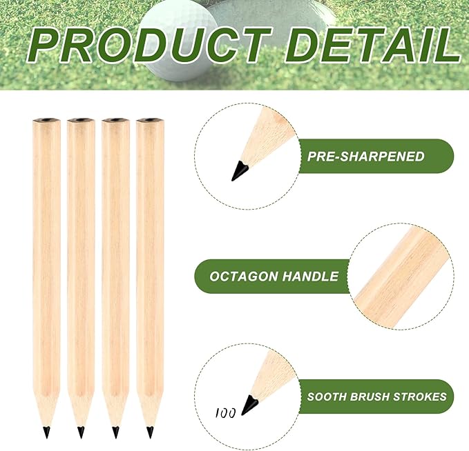 Yexiya Golf Pencils Bulk Half 2 HB 3.5 Pre Sharpened Hexagonal Yellow Wood Mini Pencils for Kids School Classroom Baby Shower Bridal Wedding Office Supplies(2000 Pcs)