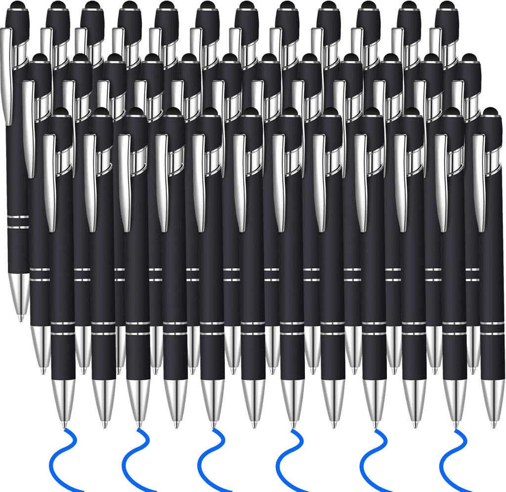 36 Pcs Blue Ink Ballpoint Pen with Stylus 2 in 1 Ballpoint Pen for Touch Screens School Office Coworkers (Black)