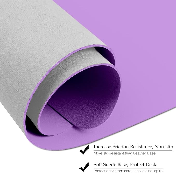 ‎Boutilon Leather Desk Pad 30" x14",Non-Slip Mouse Pad,Office Desk Mat,Waterprooft PU Leather Desk Blotter,Desk Pad Protector,Desk Writing Pad for Home Office Decor (M-Purple)