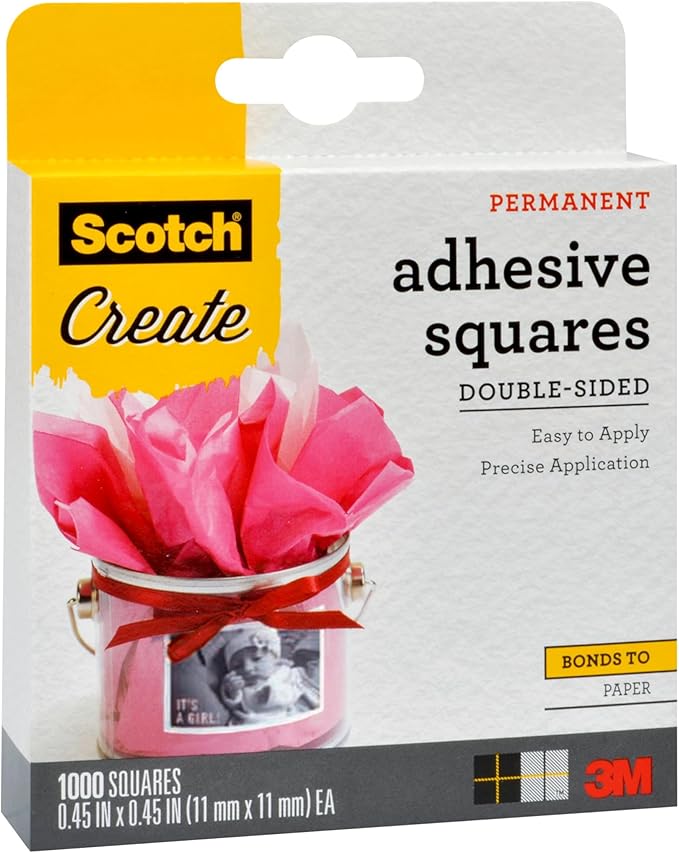 Scotch Adhesive Squares, .45 in x .45 in, 1000 Count, Excellent for All Paper Crafts (009-1000-CFT)