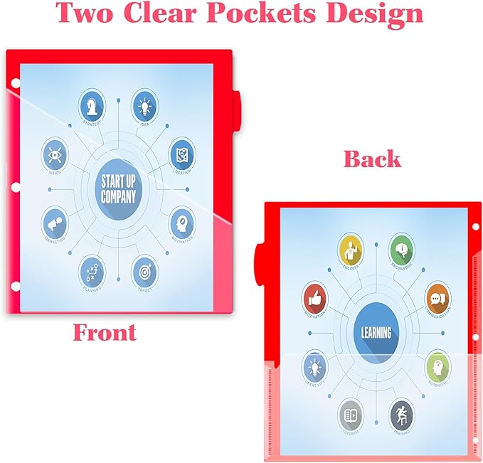 INFUN Plastic 8-Tab Binder Dividers with 2 Pockets - 3 Sets, 24 pcs Multicolor Pocket Dividers with 3 Holes for 3 Ring Binders,Total 24 Tabs