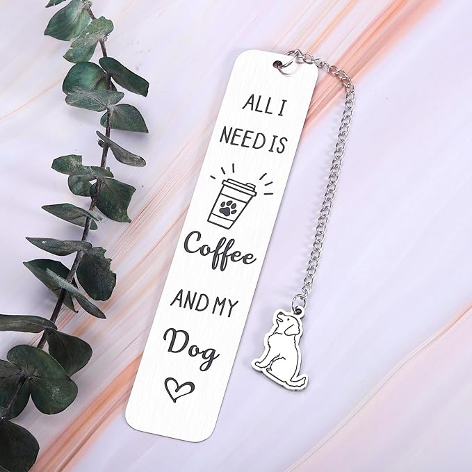 Dog Mom Gifts for Women Bookmark, Coffee Dog Book Marks for Reading Women Men Dog Mom Dad, Dog Lovers Gifts for Women Men Book Lovers Bookish, Birthday Christmas Gifts for Dog Lovers Friends Coworkers