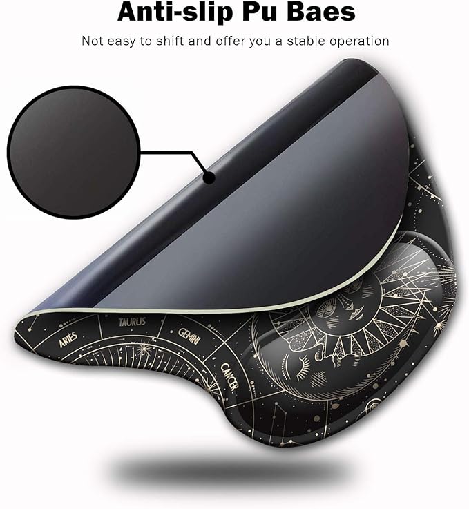 DOOKE Ergonomic Mouse Pad with Wrist Support, Cute Mouse Pads with Non-Slip Rubber Base for Home Office Working Studying Easy Typing & Pain Relief Moon Sun