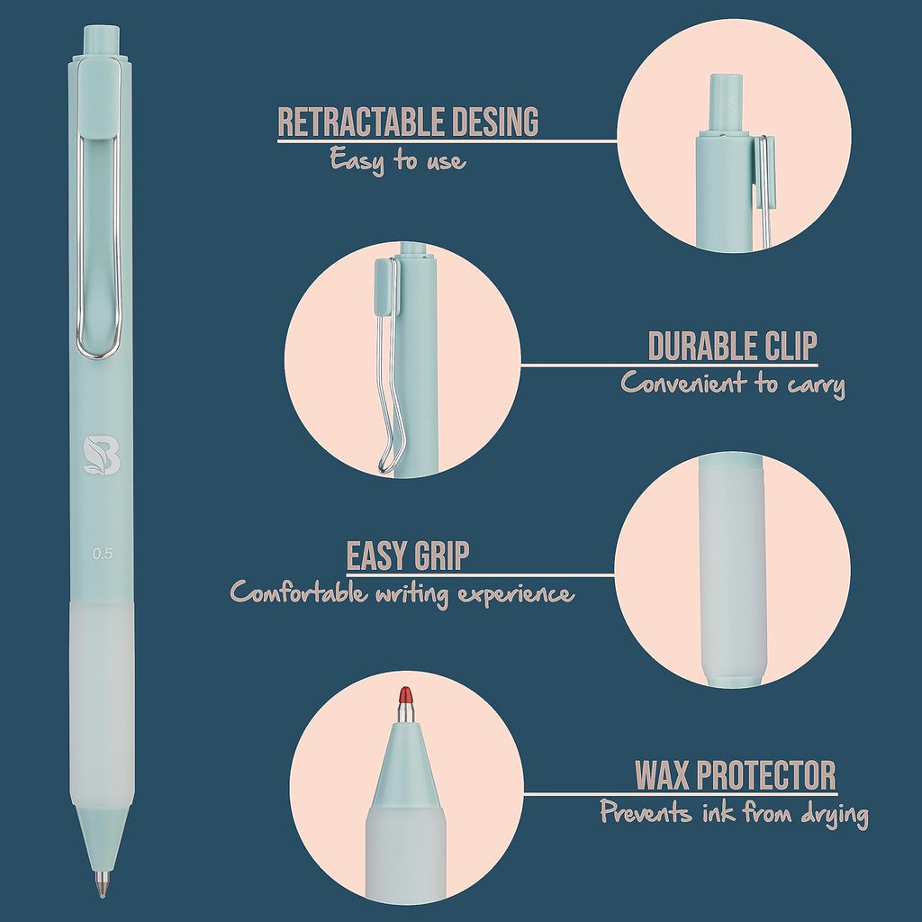 BLIEVE - Gel Pens Matte Finish, Smooth Writing, No Bleed - For Journaling, Bible Notes, Drawing - Cute School Supplies, 8 Pack (Pastel)