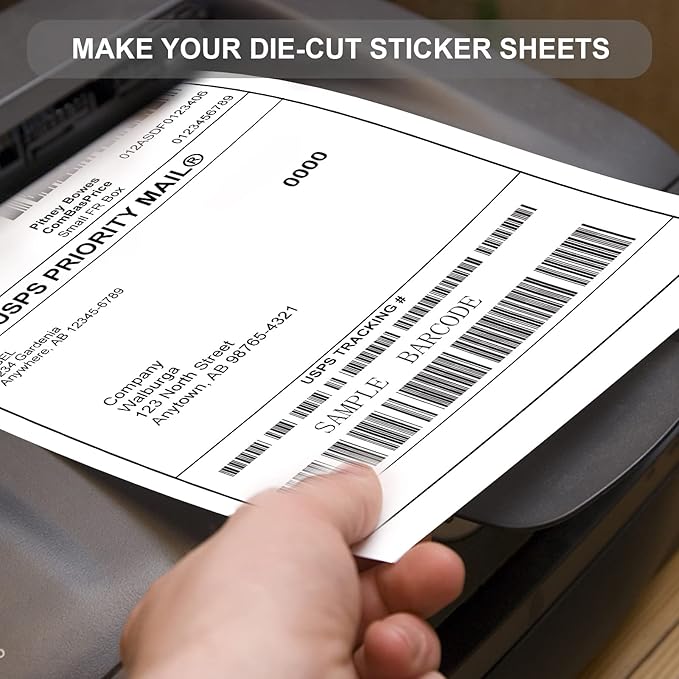 OausTect Full Page Labels 8.5 X 11 Sticker Paper for Laser & Inkjet Printer Printable Permanent Adhesive Mailing Shipping Address Label, Matte White, 100 Sheets -100 Labels (8165/5165)