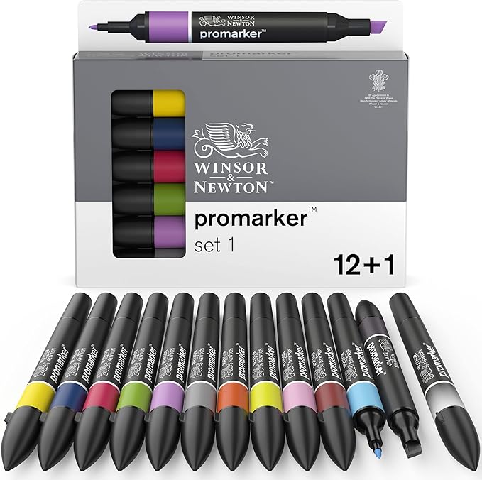 Winsor & Newton ProMarker Set, 12 Count, Essential Colors #1