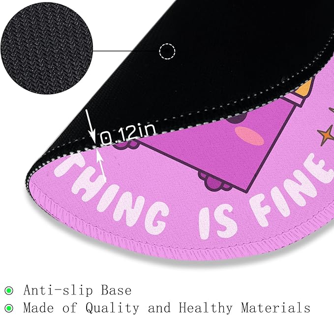 Gctriki Dumpster on Fire Mouse Pad, Cute Round Mouse Pads for Desk, Funny Purple Mousepad for Computer Laptop Gaming, Stitched Edge Non-Slip Rubber Base, Cute Office Desk Accessories Decor for Women