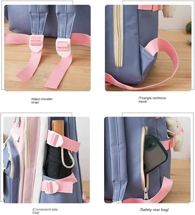 Kawaii Backpack 5Pcs Set Lightweight aesthetic backpack,Teens laptop computer cute backpacks for girls (cute backpack,one size)