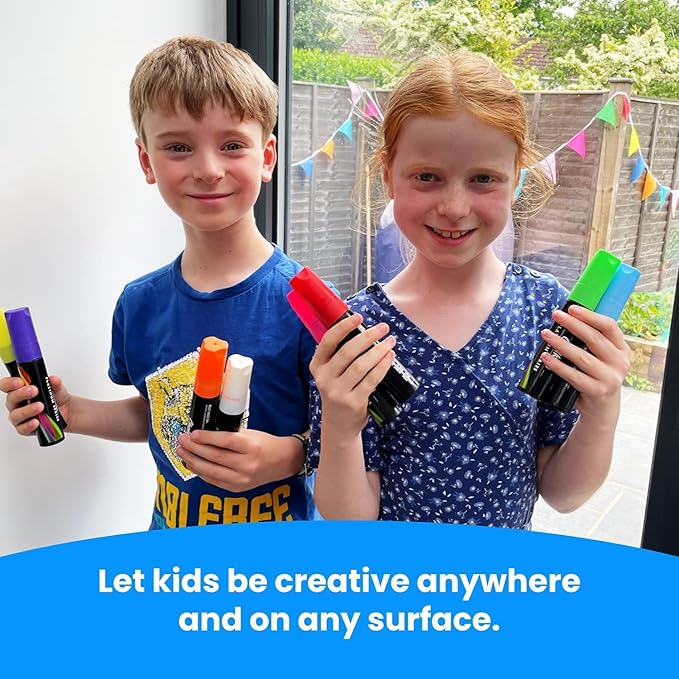 Metallic Chalk Markers (8 Pack) Liquid Chalk Pens for Blackboards, Chalkboard, Bistro Menu, Window Markers for Cars - Wet Wipe Erasable - 15mm Jumbo Nib