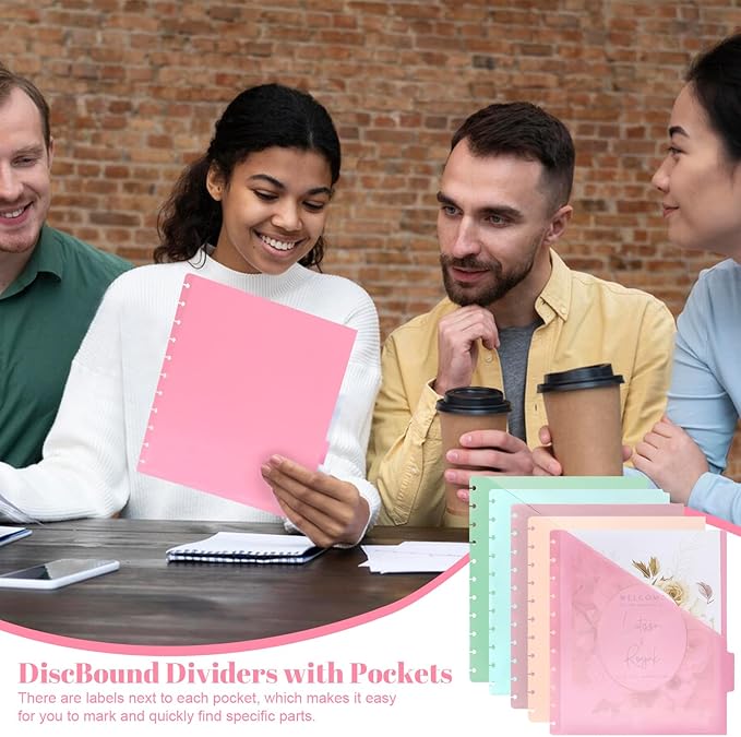 10 Pcs Letter Size Discbound Pocket Dividers Dividers with Tabs and Pockets Discbound Pocket Folders 8.5 x 11 DiscBound Binder Dividers Plastic Dividers with Tabs DiscBound Planner Supplies forOffice